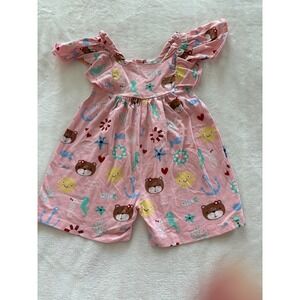 Lilly + Sid Girls Pink Nautical Romper Size 4–5Y Bears & Sea Print